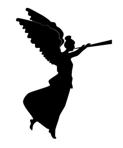 Silhouette Christmas Angel: a classic silhouetted angel blowing it's trumpet