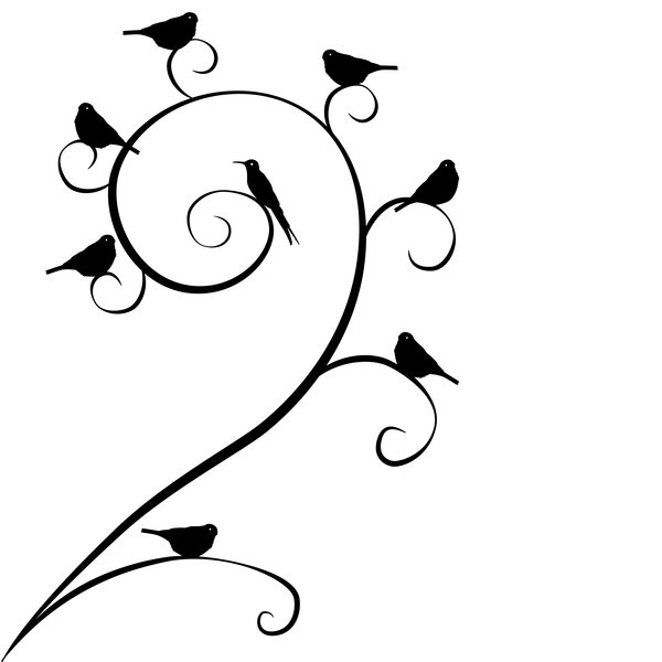 Swirls&Birds II: a series of three designs with different combinations of birds and swirls