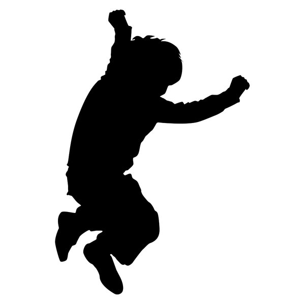 Silhouette jumping child: a series of three images depicting playing children