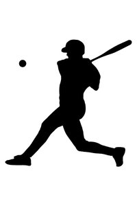 Batter from baseball team 2: Silhouette of baseball player