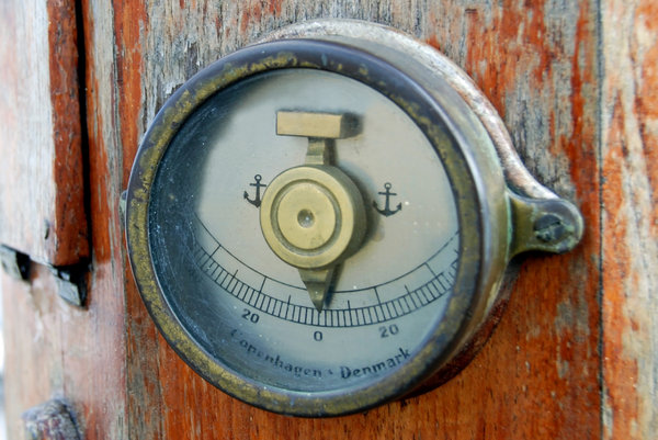 Inclination metering: Detail of navigation instrument from old polish sail Dar Pomorza