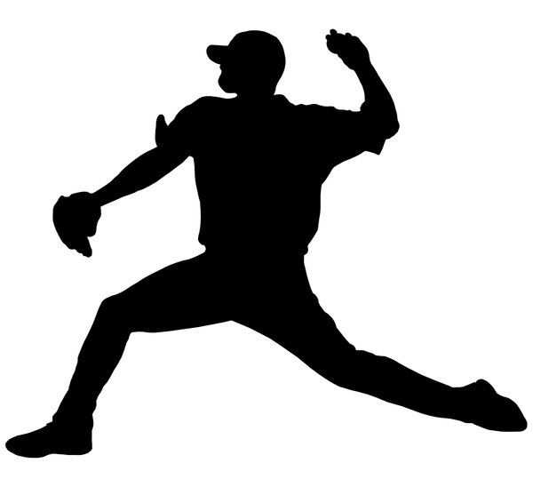 Baseball player 1: Silhouette of pitcher