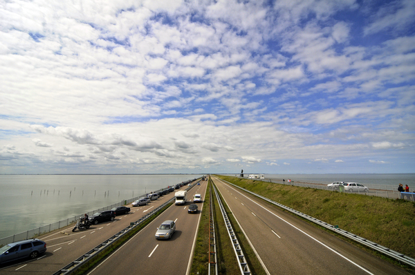 traffic: traffic and parking on a Dutch road on the 