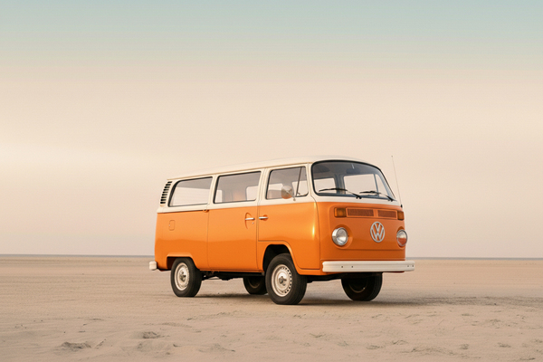 Retro Van: Retro van on the beach (ai)