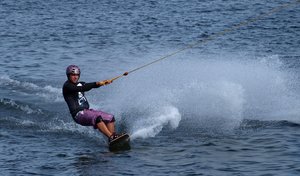 Wake board: Surfin wake board with lots of speed and spray