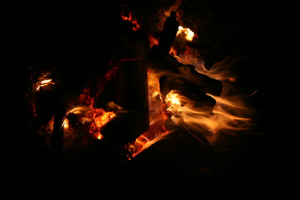 open fire: open fire at night