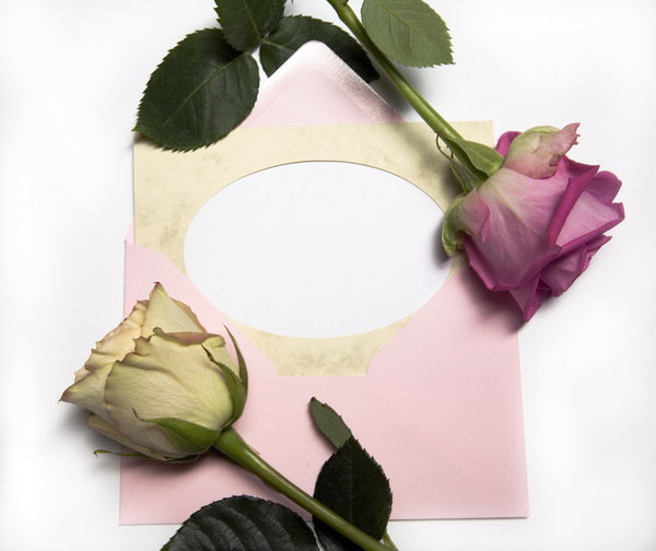 letter and rose concept: envelope and rose