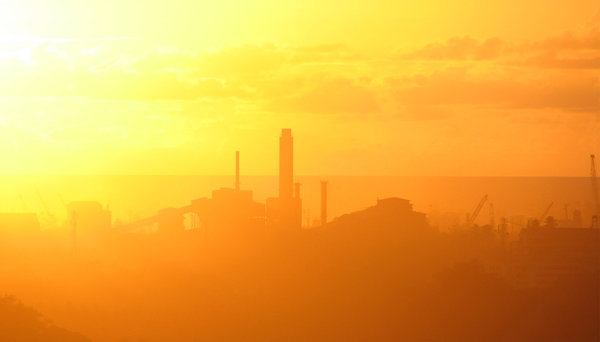 Industrial haze: Industrial haze, Sunset