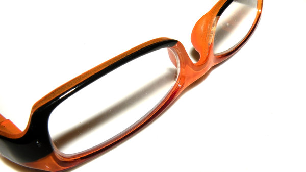 Orange/black reading glasses: no description