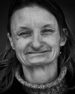 Homeless Woman: Portrait of homeless woman