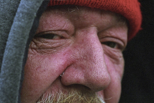 Street Tear: Larry, Homeless, Normally carries something of a gruff personna but today I caught him in a state of melancholy as I saw a tear stream down his cheek. When I aked he told me that he was reminice about christmas past.