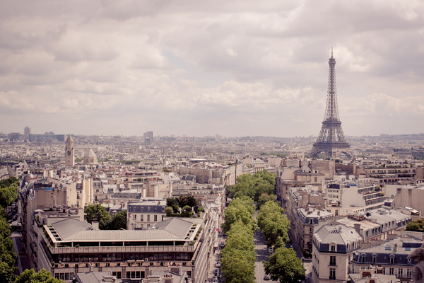 Paris City Skyline 1: View of Paris city skyline from above the Arc De Triomphe
