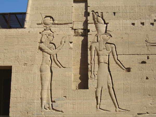 Philae Temple carving: Carvings on the first pylon, philae temple