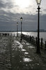 Moody wharf: A wharf by the River Mersey, Liverpool, England, in moody winter weather.