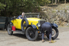 Car breakdown: Drivers of a vintage car experiencing a breakdown whilst touring in France.