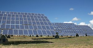 Solar panels: An array of solar panels generating electricity in southern Spain.