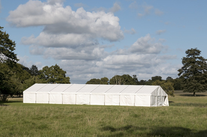 Summer marquee: A marquee in parkland in West Sussex, England.