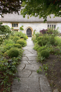 Garden path: Garden path to an old house in Somerset, England.