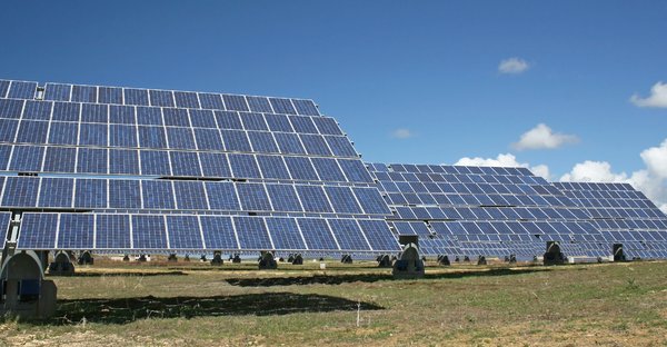 Solar panels: An array of solar panels generating electricity in southern Spain.