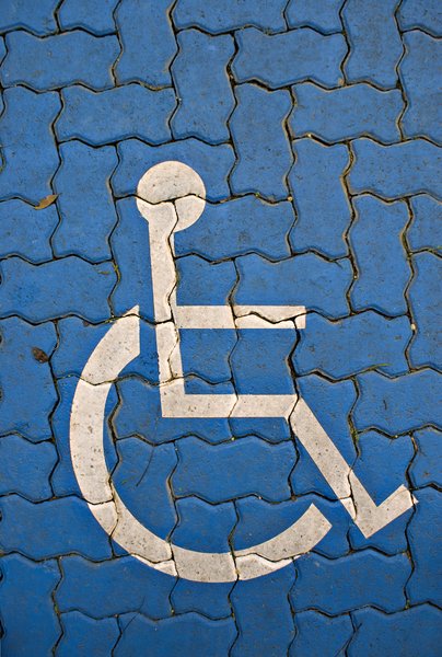 Signal: signal for people with physical disabilities on the floor