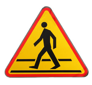Pedestrian crossing sign: Pedestrian crossing sign. Polish one. May be little bit different than those in different countries.Please mail me if you found it useful. Just to let me know!I would be extremely happy to see the final work even if you think it is nothing special! For me