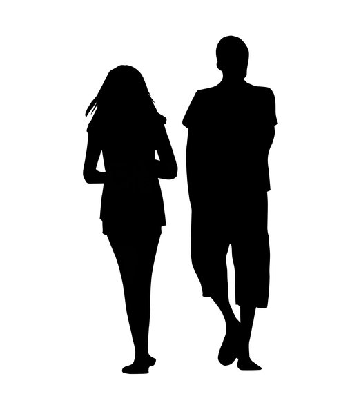 Walking couple: A pair of young people.