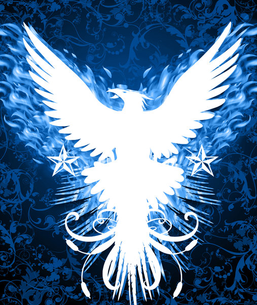 phoenix dark 2: Phoenix in dark blue background