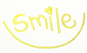 Smile: Happy smile text.