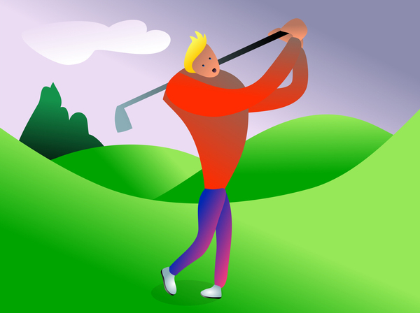 Golf Clip Art: Illustration of a man playing golf.
