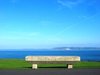 Park bench: Bench placed in San Pedro's Park. Atlantic ocean viewed from Coruña city. Galicia. Spain. EU