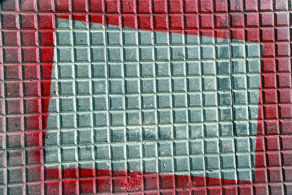 Red frame on the pavement 3: Red frame on the pavement