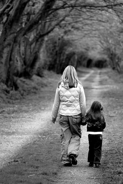 Walking Together: Mother and daughter enjoying a quiet walk