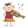Violin girl: Drawing of a little girl playing the violin