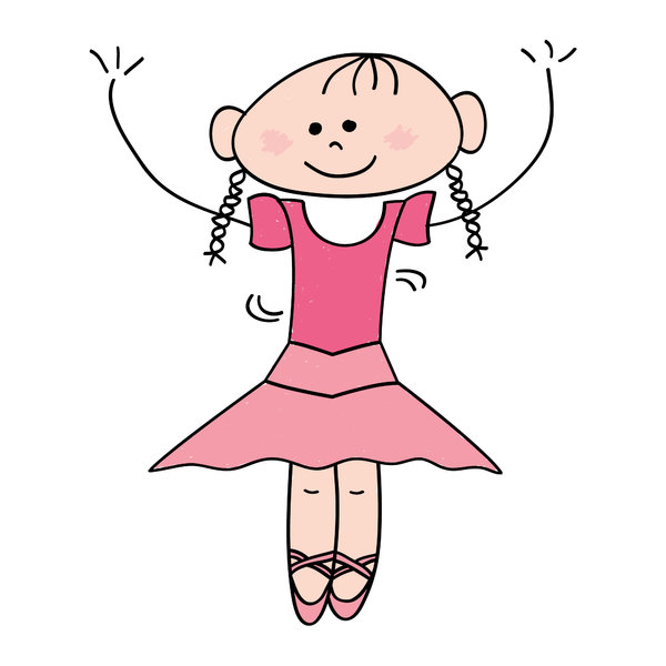 Ballet girl: Drawing of a cute little girl doing ballet