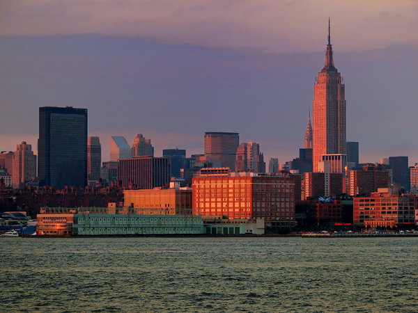 Manhattan at Dusk: Manhattan skyline at dusk as seen from Hoboken, NJ