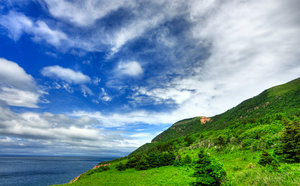 Cabot Trail - HDR: Wide-angle scenery of the Cabot Trail in Cape Breton, Nova Scotia, Canada. HDR composite from multiple exposures.