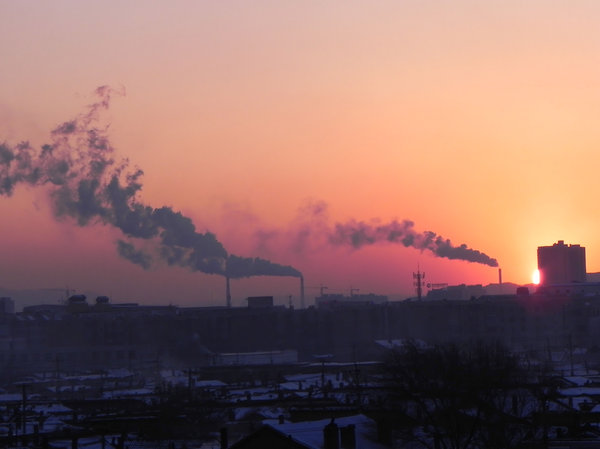 pollution at sunset: Datong, China