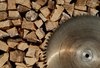 Sawblade and firewood: Sawblade and firewood