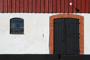 door and window: PLEASE RATE THIS PHOTO!door and window on old farmstead building, Skane, Sweden.