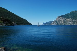 Alp Lake Sailing: Sailing on Alp Lake. Italy.