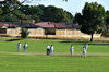 suburban cricket game: local suburban cricket enthusiasts playing game