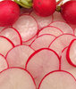 round red radishes: bulk quantity of raw sliced round red radishes