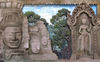 iconic mural: bas relief mural depicting aspects of Cambodeian historic icons