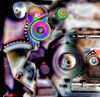 psychedelic movements1: psychedelic grunge image of movable electronic machine components