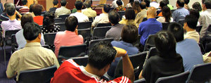 seminar audience: seminar audience listening to speaker
