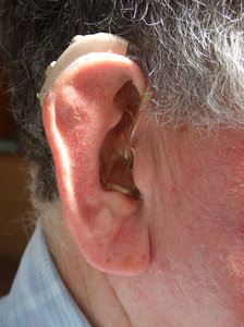 hearing impaired: ear with hearing aid