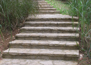 stepping up: concrete and stone steps curving up
