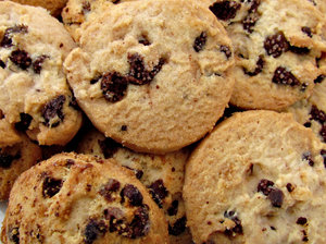choc chip cookies: chocolate chip sweet biscuits