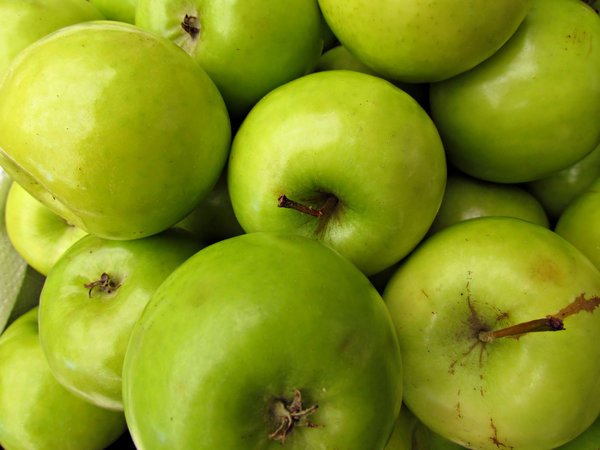 little green apples: small green apples suitable for eating raw and cooking