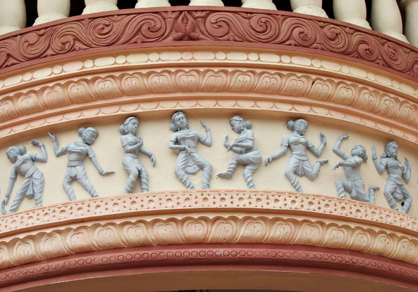 dancing girls frieze: temple balcony frieze of Indian dancing girls